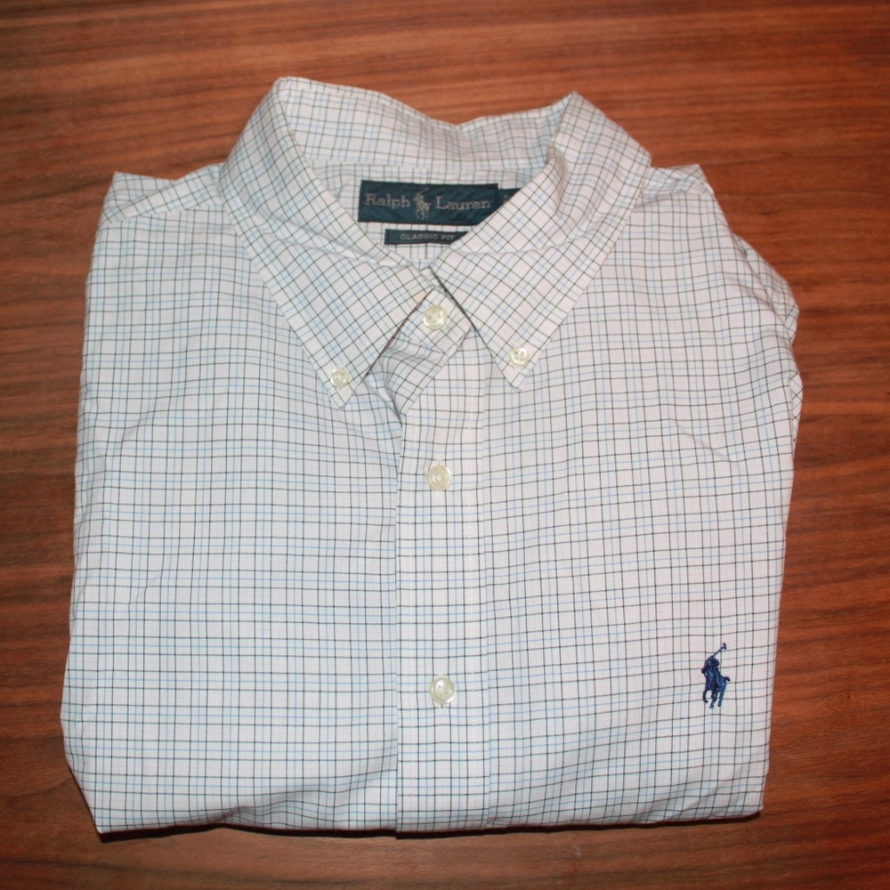 Ralph Lauren White Blue Button Down